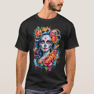 De Los Muertos La Catrina Day Of The Dead Sugar Sk T-Shirt