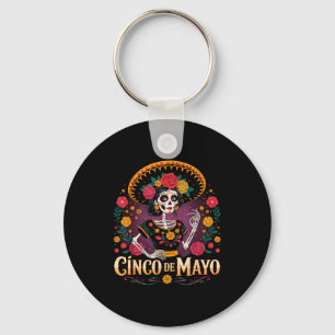 De los muertos la catrina sugar skull cinco de may key ring