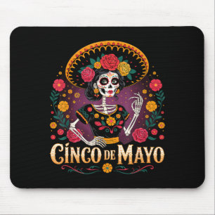 De los muertos la catrina sugar skull cinco de may mouse pad