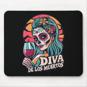 De Los Muertos Womens Skeleton Halloween Party Tee Mouse Pad