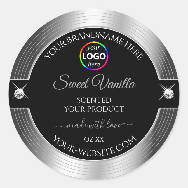 De Luxe Black Shiny Silver with Logo Product Label (Front)