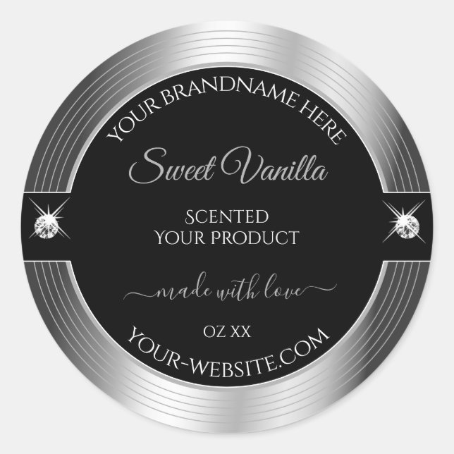 De Luxe Black Silver Shiny Brilliant Product Label (Front)