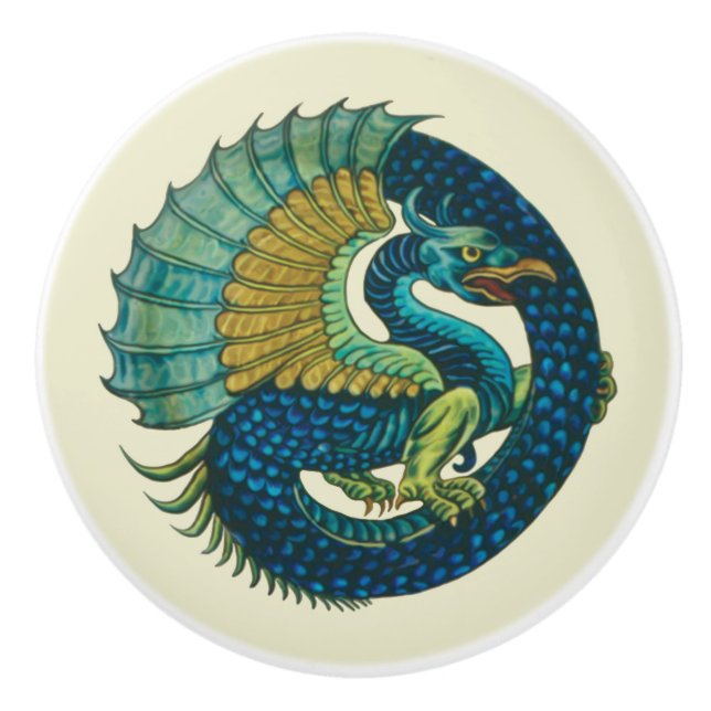 De Morgan's Dragon Ceramic Knob (Front)