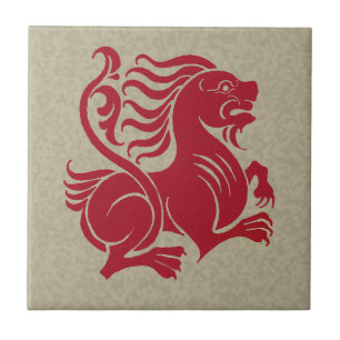 De Morgan's Lion Small Ceramic Tile