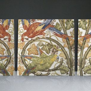 De Morgan's Parrots on Grapevine Collection Ceramic Tile