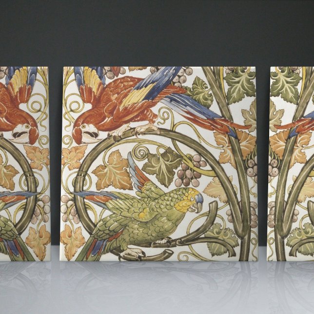 De Morgan's Parrots on Grapevine Collection Ceramic Tile (Creator Uploaded)
