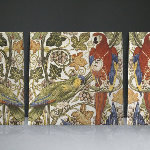 De Morgan's Parrots on Grapevine Collection Ceramic Tile