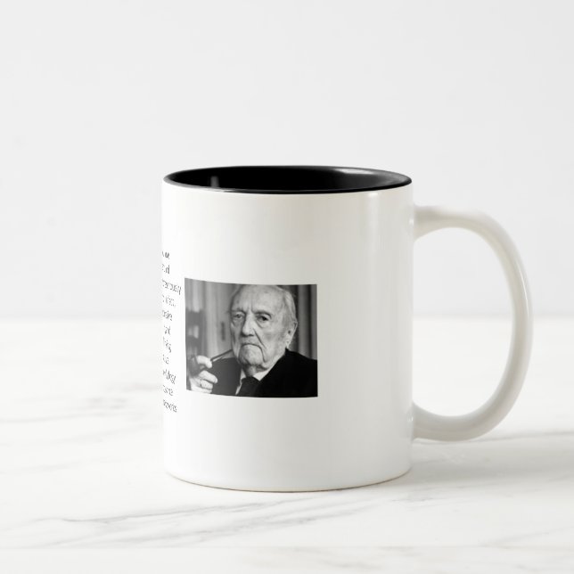De-mythologicalize Rudolf Karl Bultmann Two-Tone Coffee Mug (Right)