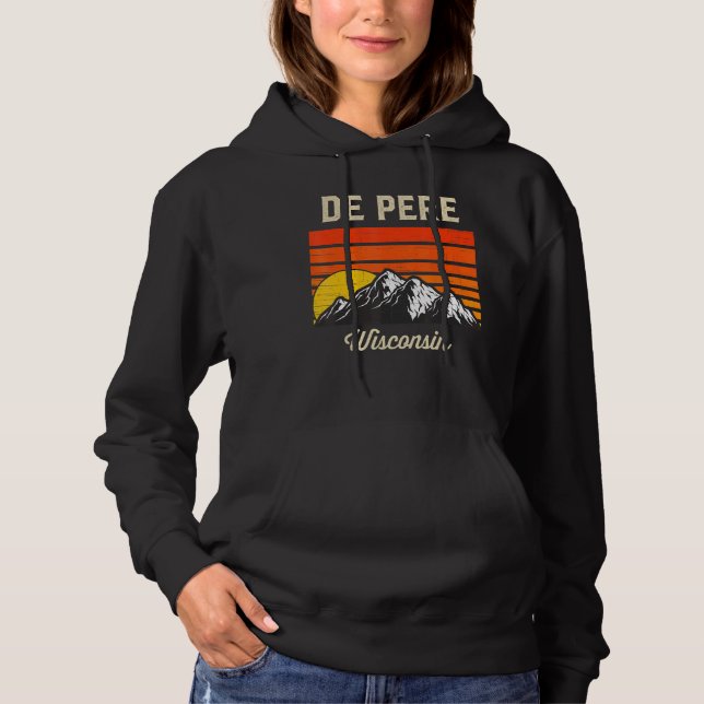 De Pere Wisconsin Retro City State Usa Hoodie (Front)