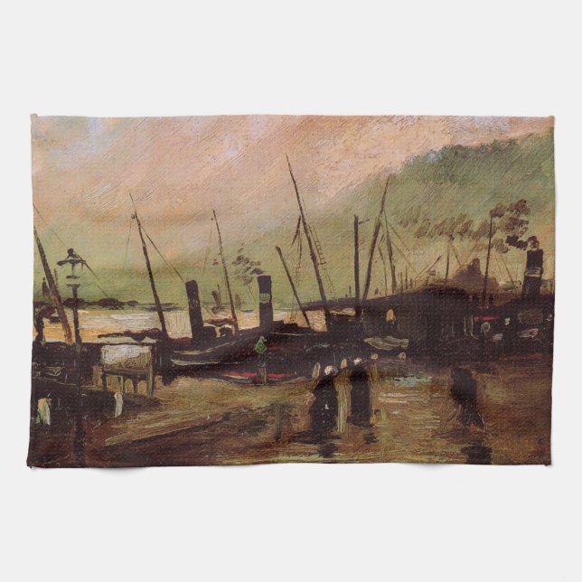 De Ruijterkade in Amsterdam by Vincent van Gogh Tea Towel (Horizontal)