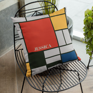 De Stijl Inspired Primary Coloured Squares Cushion