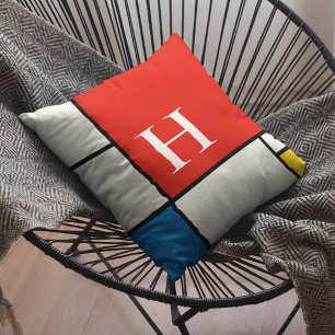 De Stijl Inspired Primary Coloured Squares Monogra Cushion