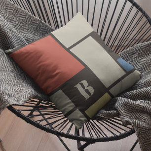 De Stijl Inspired Primary Coloured Squares Monogra Cushion
