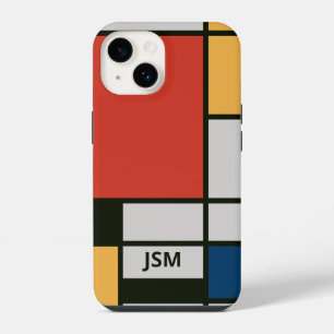 De Stijl Inspired Primary Coloured Squares Monogra iPhone 14 Case