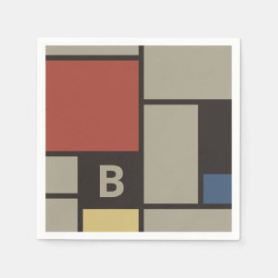 De Stijl Inspired Primary Coloured Squares Monogra Napkin