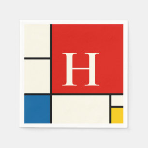 De Stijl Inspired Primary Coloured Squares Monogra Napkin