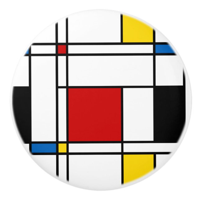 De Stijl Pattern Ceramic Knob (Front)