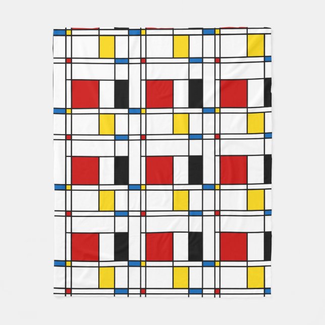 De Stijl Pattern Fleece Blanket (Front)