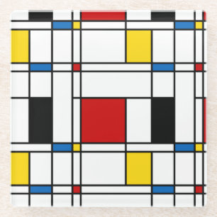 De Stijl Pattern Glass Coaster