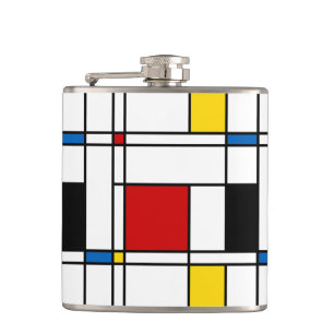 De Stijl Pattern Hip Flask