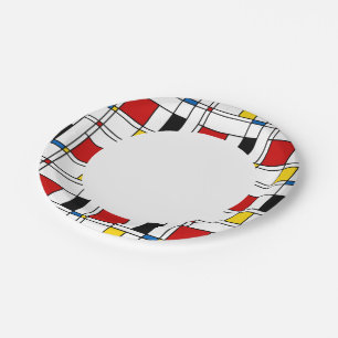De Stijl Pattern Paper Plate