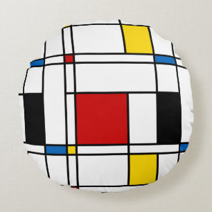 De Stijl Pattern Round Cushion