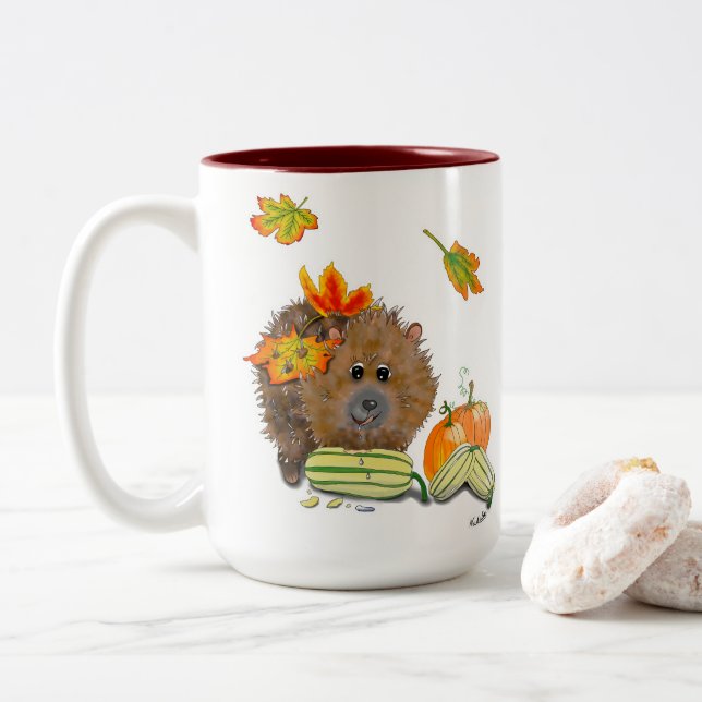 DE Tasse Herbst Two-Tone Coffee Mug (With Donut)