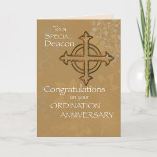 Deacon 20th Ordination Anniversary, Antique Gold L Card