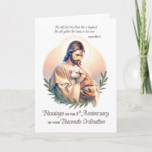 Deacon 5th Ordination Anniversary Jesus Shepherd Card