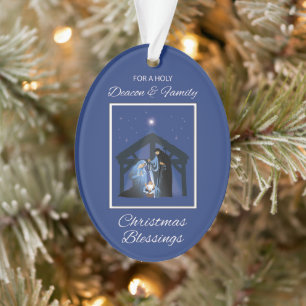 Deacon and Family Blessings Christmas Manger Ornament