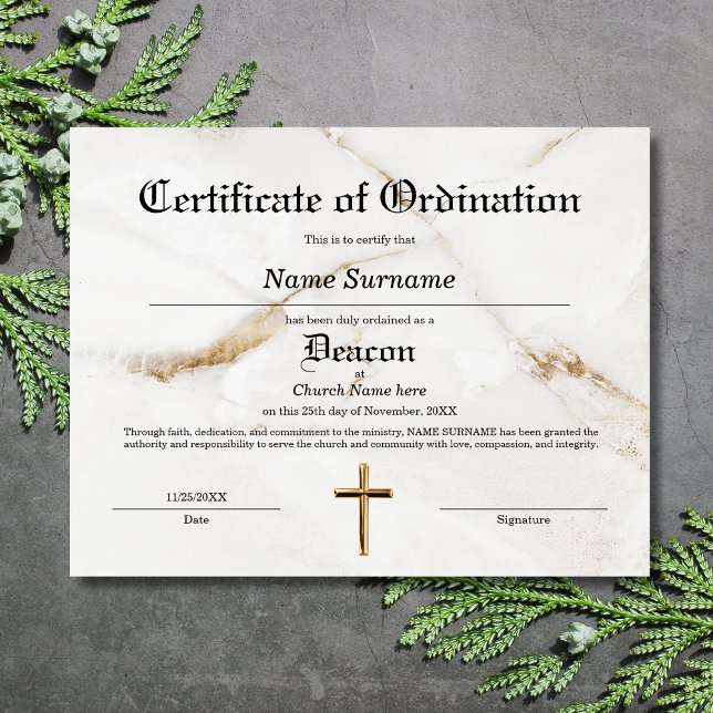 Deacon Church Certificate of Ordination (Creator Uploaded)