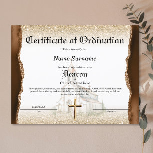  Deacon Church Certificate of Ordination
