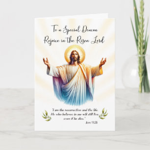 Deacon Easter Jesus is Risen Rejoice Scripture Card