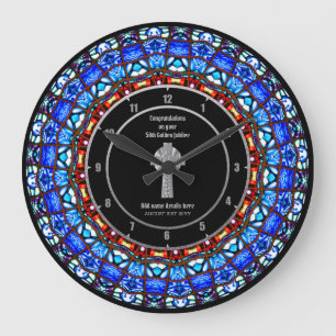 Deacon Minister Ordination Anniversary StainedGlas Large Clock