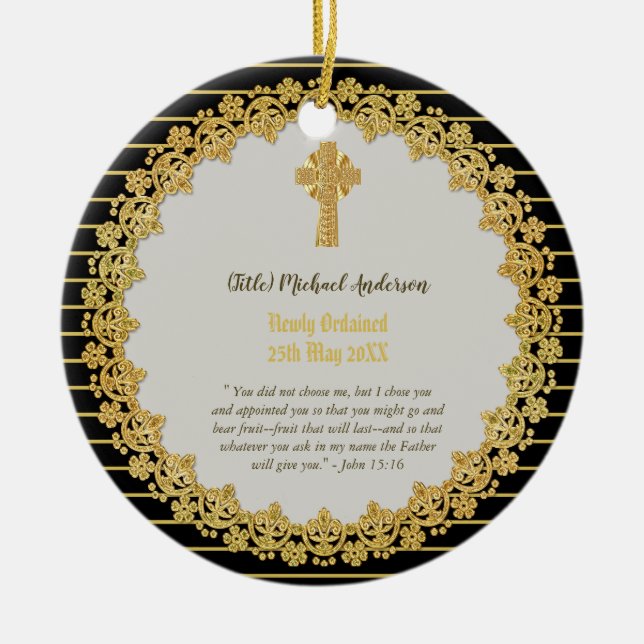 DEACON Newly Ordained Verse Gift Commemorative Ceramic Ornament (Front)