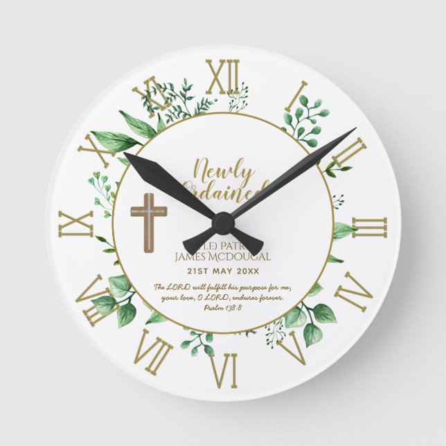 DEACON Newly Ordained Verse Gift Commemorative Round Clock (Front)