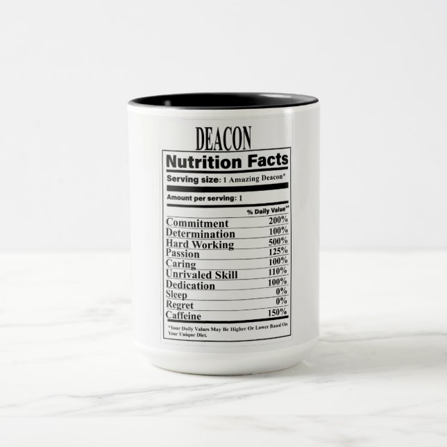 Deacon Nutrition Facts Mug (Center)
