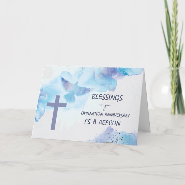 Deacon Ordination Anniversary Blessings Purple  Card (Front)
