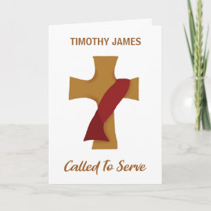 Deacon Ordination Congratulations Red Stole Cross Card