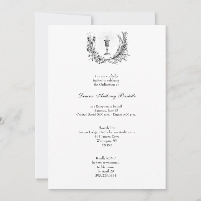 Deacon Priest Ordination Reception Invitation (Front)