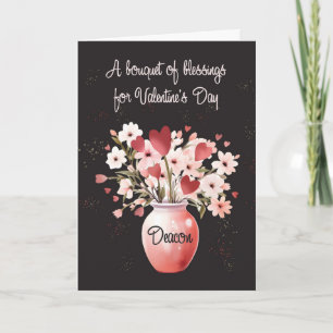 Deacon Religious Valentines Day Bouquet Blessings Card