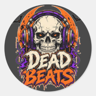 Dead Beats Skull Headphones Classic Round Sticker