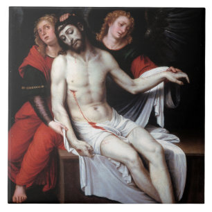 Dead Christ Supported by Two Angels (Ribalta) Ceramic Tile