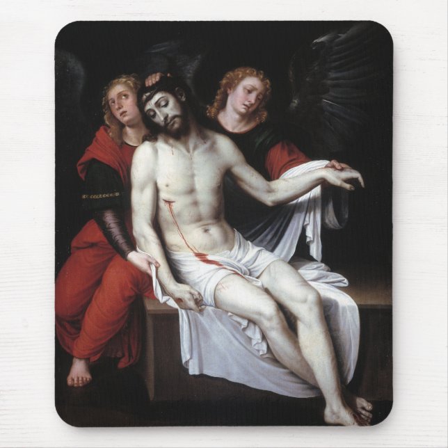 Dead Christ Supported by Two Angels (Ribalta) Mouse Pad (Front)