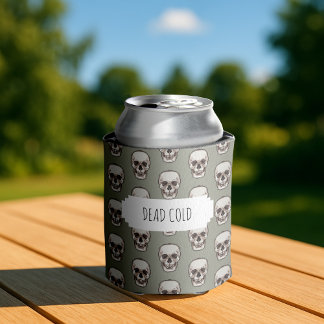 Dead Cold Gothic Spooky Skull Pattern Can Cooler