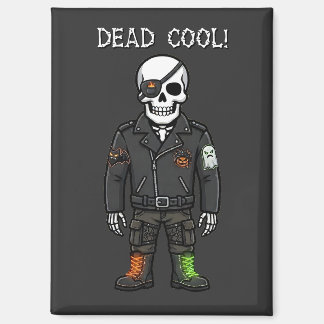 Dead Cool Skeleton Biker | Halloween Magnet