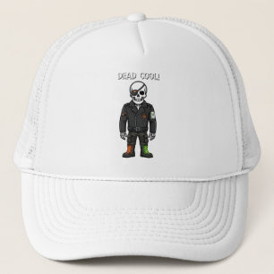 Dead Cool Skeleton Biker Halloween Trucker Hat