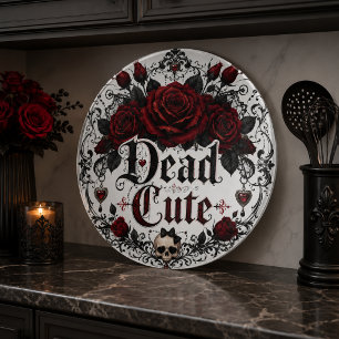 Dead Cute Red Rose Gothic Romance Halloween Cutting Board