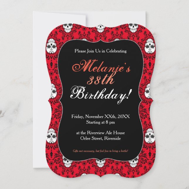 Dead Damask - Chic Sugar Skull Custom Invitations (Front)
