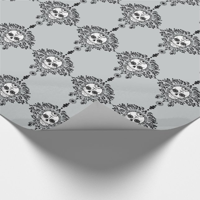 Dead Damask - Chic Sugar Skulls Wrapping Paper (Corner)